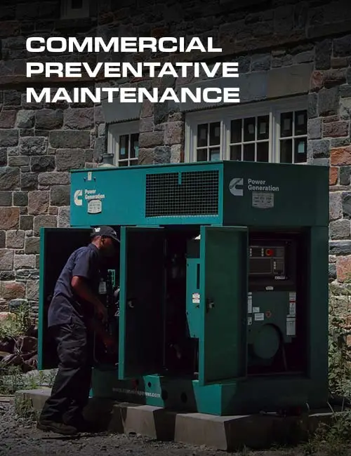 technician doing maintenance on commercial generator