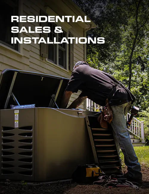 technician installing home generator